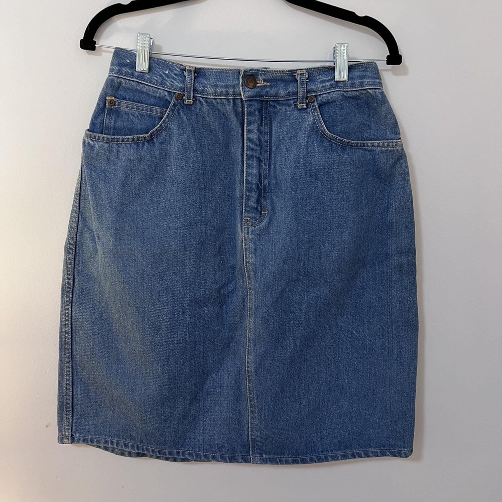 Chemin de Fer Vintage Women's Blue Denim Pencil Skirt High Waist Size 10